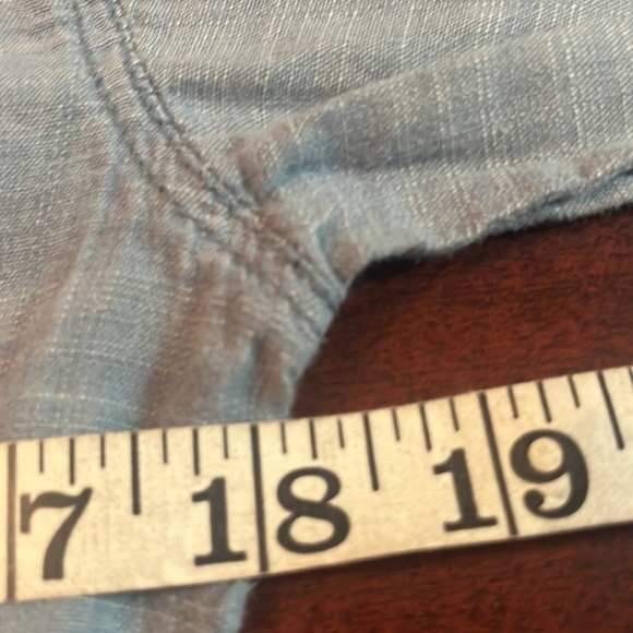 Free People Chambray Top Sz S Denim Lace - Picture 5 of 6